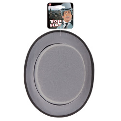 Sivý cylindrický klobúk so stuhou